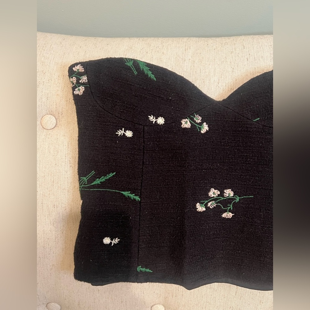 Zara embroidered corset bustier black | SZ XS | zipper Closure |Great Condition - Picture 6 of 9